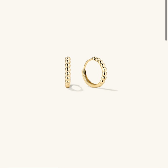 MEJURI - 14k Yellow Gold Beaded Huggie Hoops (Retails at $285 CAD tax included) - Picture 2 of 5